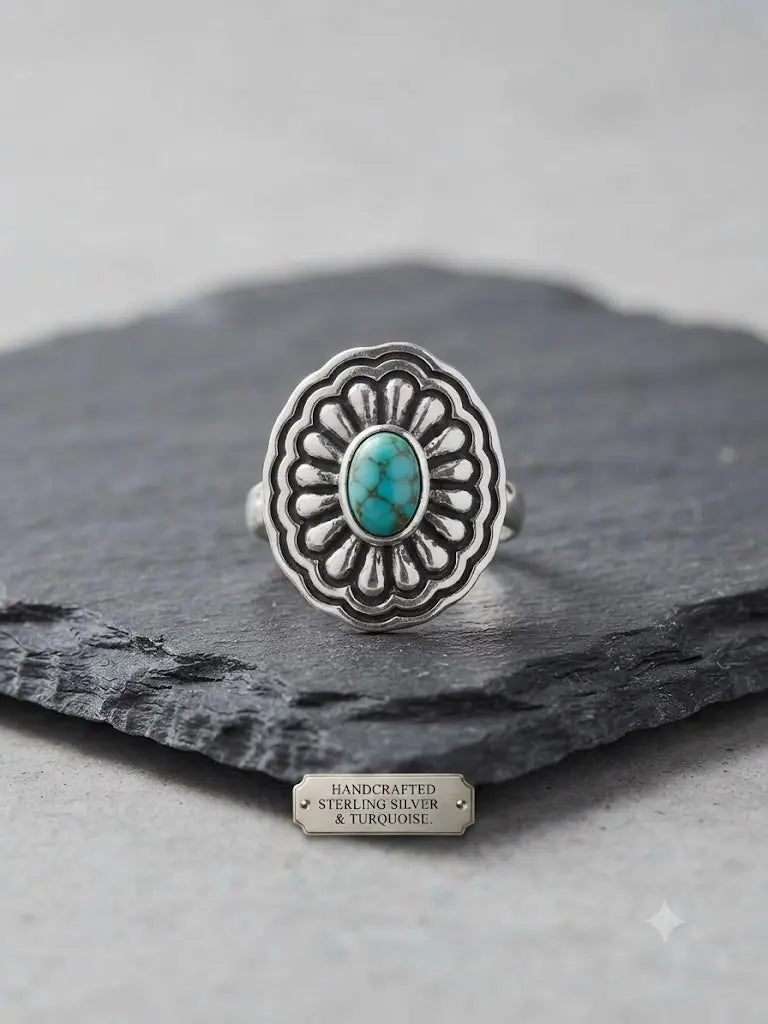 AAA+ Certified, Quality S. Silver-925, Gem Bohemian Turquoise, Size 7, Weight 3.8gm, ABC-734787-14